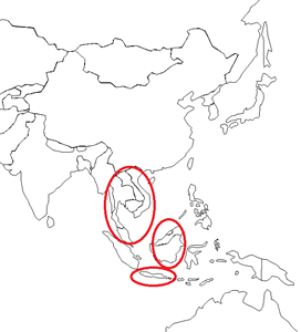 carte de localisation du crocodile du Siam