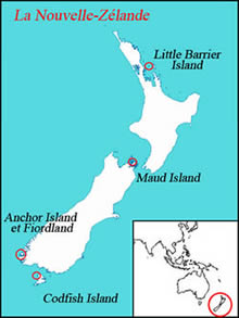 Aire de répartition du kakapo