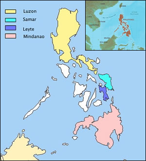 Aire de répartition de l'aigle des Philippines