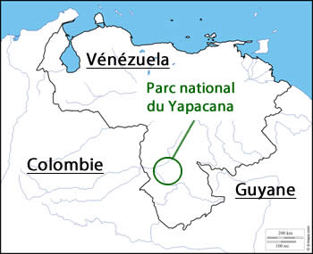 Carte de répartition de la grenouille rouge du Yapacana