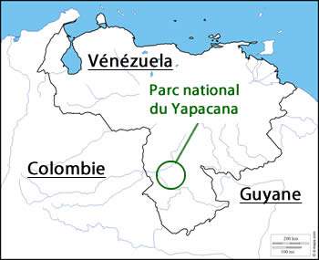 Carte de répartition de la grenouille rouge du Yapacana