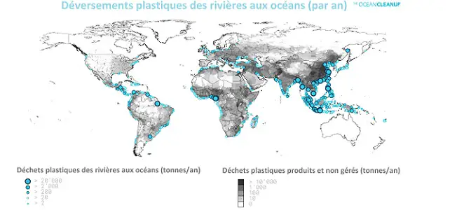 Le plastique, des rivières aux océans