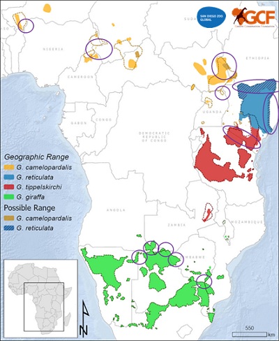 Aire de répartition de la girafe