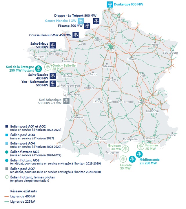 Projets éoliens offshore en France