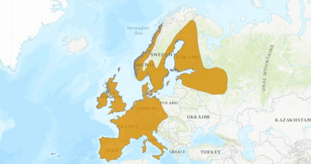 Aire de répartition du hérisson d'Europe