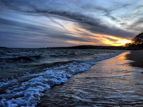 Coucher de soleil sur le détroit de Long Island