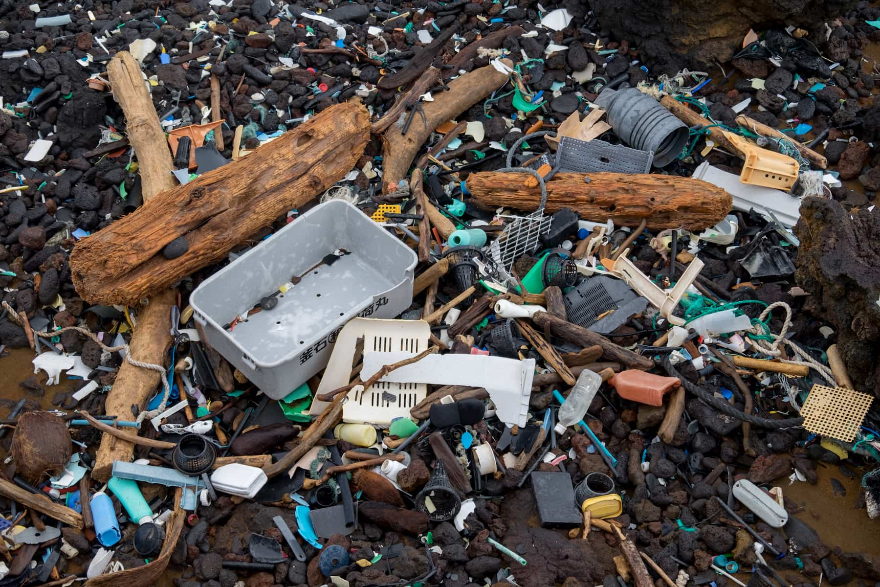 Déchets sur une plage