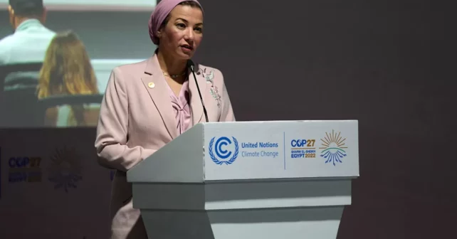 La ministre égyptienne de l'Environnement, Yasmine Fouad, s'exprime lors d'une session sur la biodiversité lors du Sommet des Nations Unies sur le climat COP27