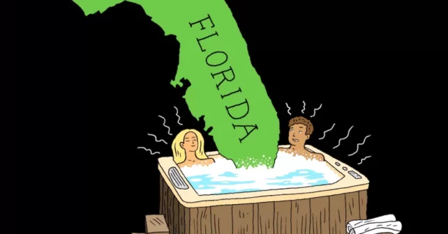 Illustration de la Floride coincée dans un bain à remous