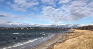 Des rochers ont été ajoutés à une plage restaurée le long de Shinnecock Inlet pour lutter contre l'érosion.