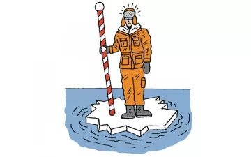 Illustration d'une personne dans l'Arctique debout sur une petite banquise