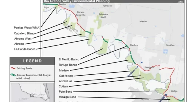 Une carte de nouveaux projets proposés le long de la frontière