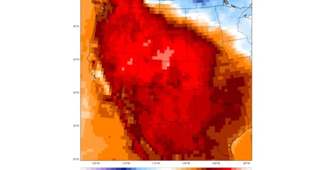 Une carte des anomalies de température de l’ouest des États-Unis
