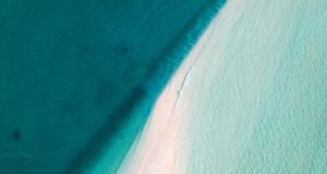 La imagen muestra una playa vista desde el aire, por lo que debe describir exactamente lo que aparece y relacionarlo con la noticia.