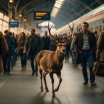ʼil traversait tranquillement le hallʼ un cerf entre dans une gare de Normandie en pleine heure de pointe