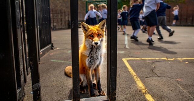 ʼles enfants lʼont vu passer la grilleʼ un renard surpris en pleine récréation dans une école de Moselle