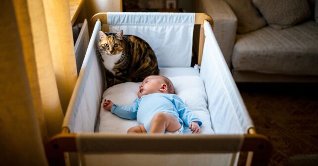 Un chat refuse de quitter le berceau du bébé : quand la famille comprend pourquoi elle prévient aussitôt les parents