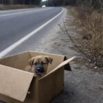 Un chiot laissé dans un carton au bord dʼune route attendait quelque chose que personne nʼavait prévu