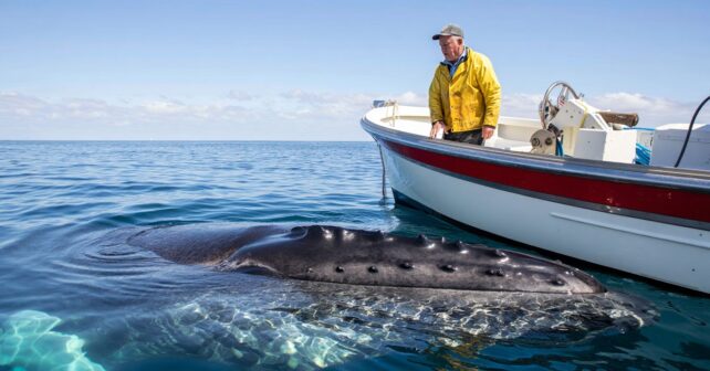 Une baleine reste immobile sous un bateau pendant des heures : ce que fait le capitaine change tout
