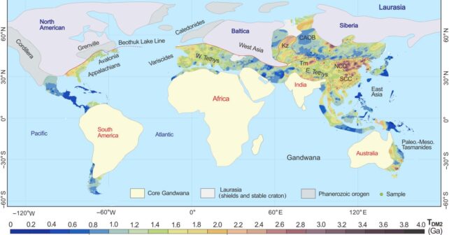 Mapa de isótopos de neodimio que revela fragmentos de Gondwana bajo Asia, Europa y Norteamérica